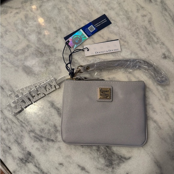 Dooney & Bourke Light Gray Wristlet with Kentucky Wildcats Accent